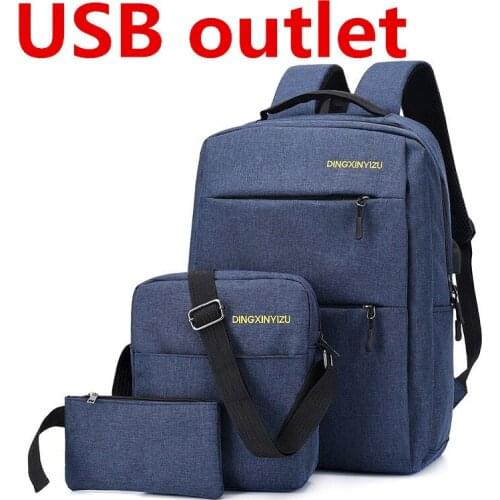 Casual Mens Backpack Three-Piece Outdoor Travel Computer Backpack