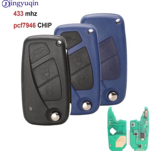 Jingyuqin 2/3 buttons flip Remote Key 433mhz for FIAt 500 Panda Punto Bravo key with PCF7946 chip