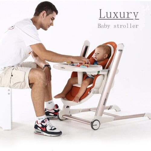 Luxury Mental Baby High Chair Portable Highchair Feeding Baby Chair with Cover Easy Folding Baby Booster Seats Trend Sit-right