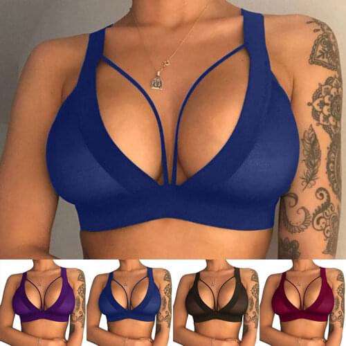 Triangle Bra Sports Underwear Women Tank Top Sexy Slim Lingerie Front Cross Strap Padded Crop Hollow White Black Bralette women