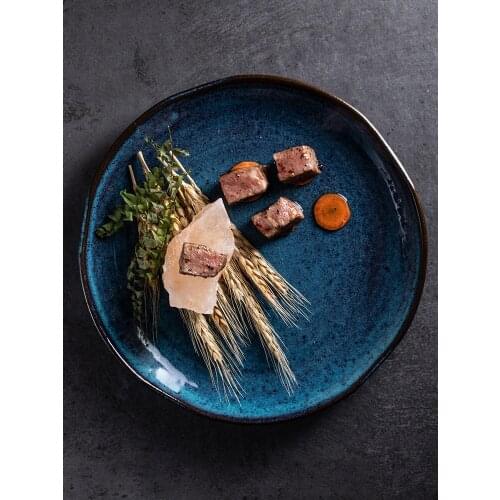 Creative Nordic ceramic tableware retro dinner dishes fruit salad plate household noodle dessert cake plate Western food plates