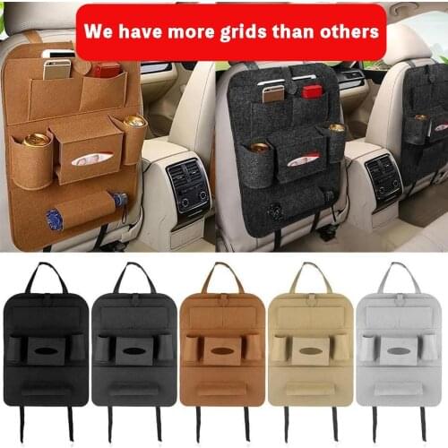 1pc Universal Car Back Seat Storage Bag Organizer Trunk Elastic Felt Storage Bag 8 Pockets Organizer Hanging Car Accessories
