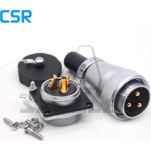 WEIPU WS28 series Waterproof Connector 3pin Plug and Socket, 50A Metal round power cable waterproof connector IP67