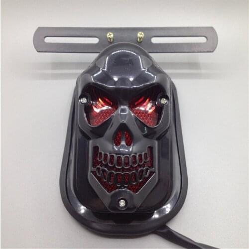 Yecnecty Black Skull Motorcycle Rear Light Motos Brake Lamp For Suzuki Chopper,12V 20W Motorbike Tail Light For Cafe Racer