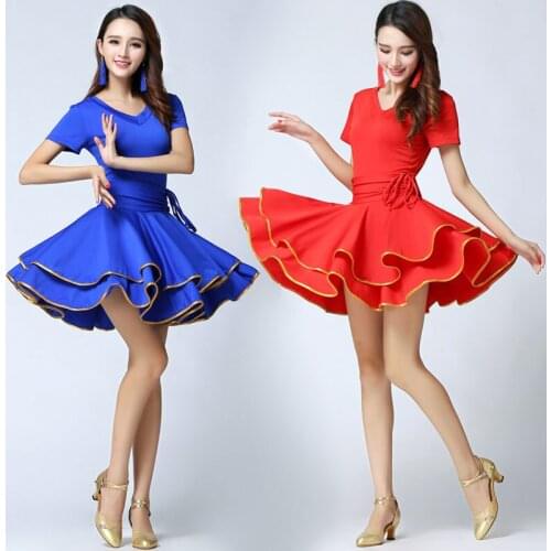 The New 2020 Summer Short Sleeve V-Neck Sexy Latin Dance Dress Show Thin Layers Stage Costumes Adult Latin Dancing training suit