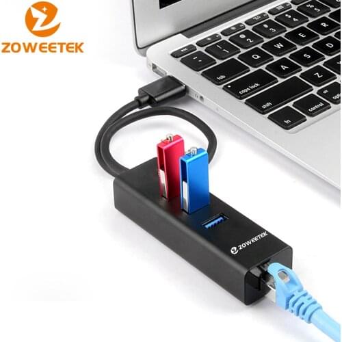 Zoweetek USB Hub USB 3.0 to RJ45 Gigabit Ethernet Wifi Adapter Lan Network Card 10/100/1000Mbps 3 Ports for Windows XP 7/8/10