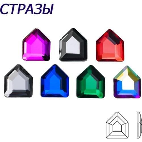 100pcs4x5mm Mix Color Strass Concise Pentagon Nail Crystals Stones Flatback Rhinestones For Glass 3D Nails Design Art Decoration