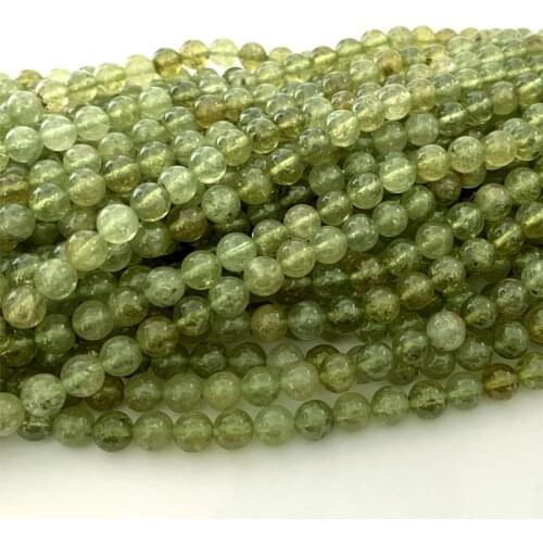 15" Natural Genuine Green Garnet Tsavorite Round Loose Jewelry Necklaces Bracelets Gemstones Beads 06503