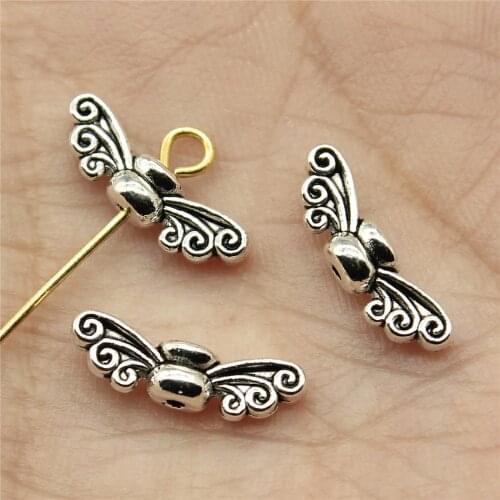 20pcs 14x4x3mm Butterfly Wing Beads Jewelry Making Angel Wings Charms Butterfly Wing Small Hole Spacer Beads