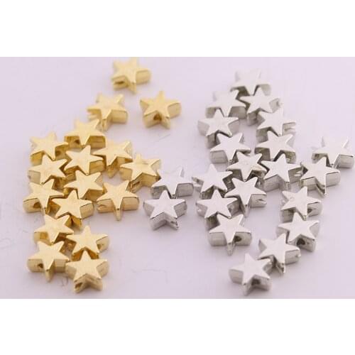 200pcs/lot 6*6mm Inside Hole 1mm CCB Gold Silver Color Star Spacer Beads End Caps Beads DIY Jewelry Making Findings Charm Beads