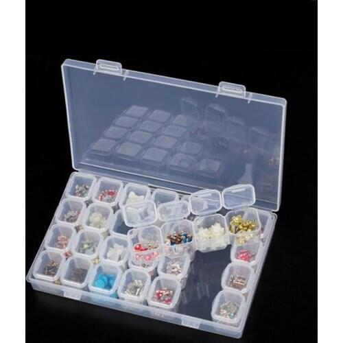 200PCS 28 Slots Clear Plastic Empty Nail Art Decoration Storage Case Box Nail Glitter Container Nail Tool