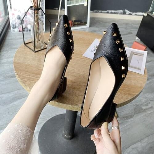 2020 High Heel Sandals Rivet Women Pumps Designers Ladies Pointed Toe Shoes Woman Fashion Style Female Shoes Casual U14-55