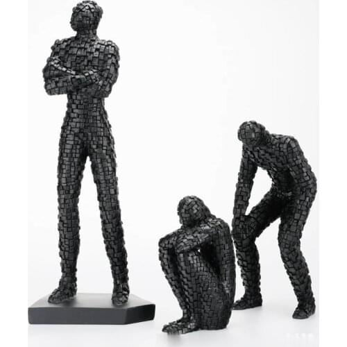 2021Nordic Minimalist Creative Mosaic Resin Figure Ornaments Black and White Ornaments Living Room Coffee Table Soft Furnishings