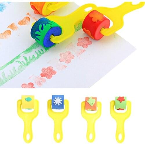 4Pcs Sponge Roller Stamper Foam Paint Crafts Stamps Kids Children EVA Toys DIY F3ME