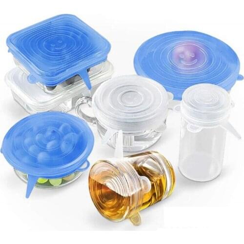 6pcs/set Kitchen Accessories Gadgets Silicone Food Lid Stretch Universal Bowl Pot Pan Fruit Vegetable Preservation Kitchen Tools
