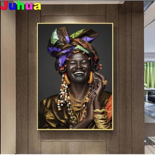 African Laughing Woman diy diamond painting Full drill 5d Figure diamond embroidery mosaic cross stitch home decor