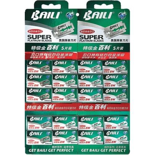 BAILI 100 PCs Safety Razor Blades Double Edge Platinum Coating Stainless Steel Blades Mens Razor Replacement Blades US Made