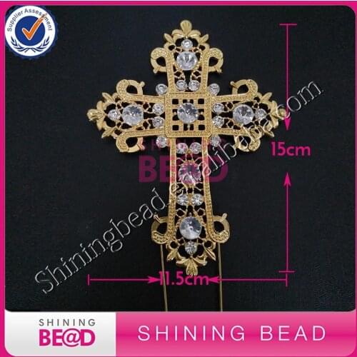 FREE SHIPPING! Gold Plating Large Cross Rhinestone Cake Topper,Wedding Cross Rhinestone Cake Topper For Party decoration