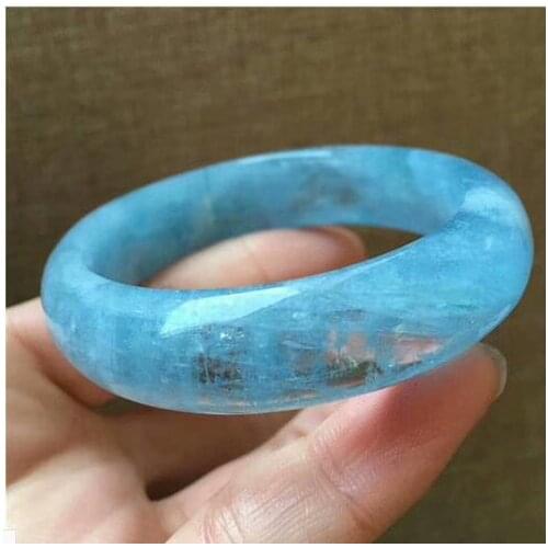 Free Shipping Natural Blue Aquamarine Gemstone Woman Bangle AAAA expensive goods