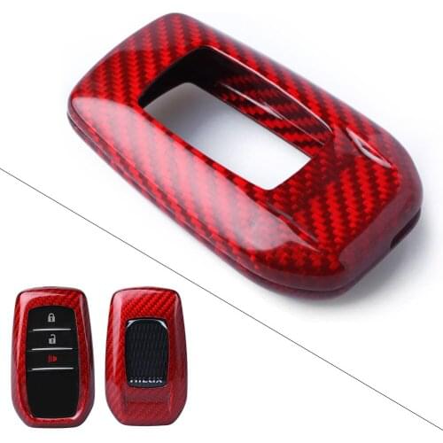 For Toyota Alphard Rav4 Hilux Real Carbon Fiber Remote Key Cover Case Red Car Accessories