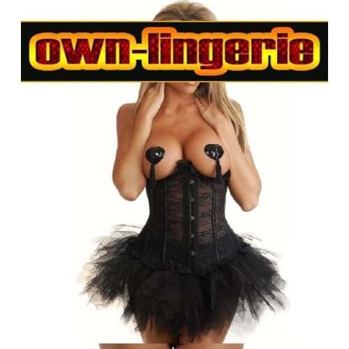 Black corset skirt ,black petti corset sexy open bust new style corset w7057