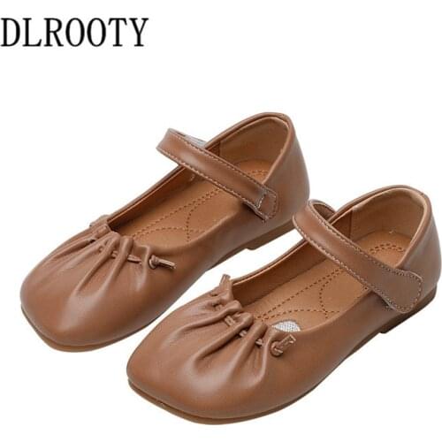 Children Shoes Flat Girl Kids Cute Casual Hook & Loop Princess Leather Soft Running Autumn Spring Loafers Sneakers Dance
