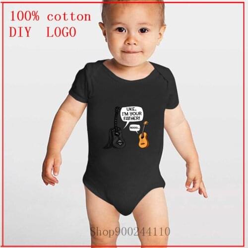 Newborn Infants Baby Girls Uke I Am Your Father Funny Guitar And Ukulele Pun Joke Short Sleeved Baby Rompers Summer Unisex
