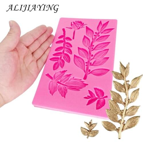 Chocolate fondant mold 3D Leaves roses Shape Silicone Mold Sugarcraft Baking Tool Cake Decorating Mould Cake Tools D1373
