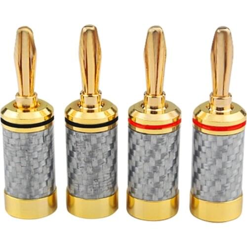 8MM Pure Copper Gold-plated Carbon Fiber Banana Plug Power Amplifier Speaker Cable Connection DIY Plug Accessories