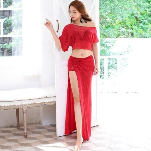 Belly Dance Costume 2019 New Set Beginners Practice Clothing Female Oriental Dance Long Skirt Bellydance Performance Suit DL3853