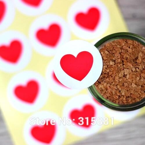 Round Red heart Seal Label Sticker,gift Stickers ,Party Deco Stickers 120pcs/lot