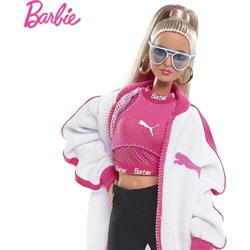 Barbie PUMA Doll DWF59 Joint Model Sports Fashion Jacket Limited Collection Baby Toy for Girls Kids Children Birthday Gift