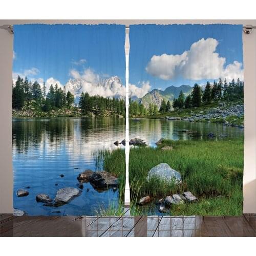Landscape Window Curtains Nature Landscape Forest and Lake Countryside Living Room Bedroom Window Drapes