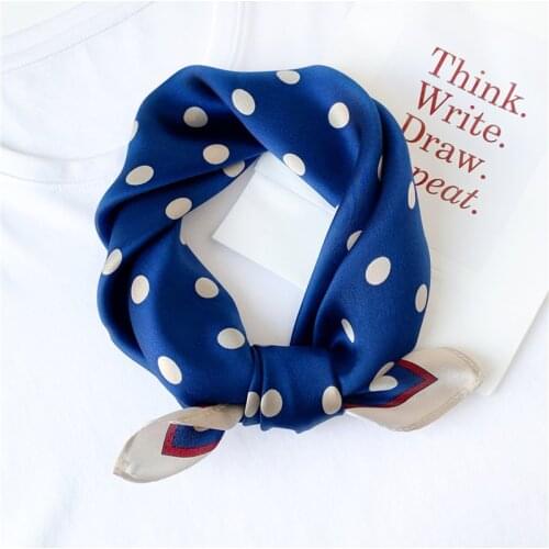 Summer Small Scarf Natural Silk Scarves Female Polka Dot Foulard Neck Hairband Women Bandana Chocker Tie Lady Neckerchief Spring