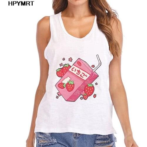Sexy Tank Tops Kawaii Japan Drink Female Vest For Women Print Summer fashion sleeveless Tops Tshirt Harajuku Graphic tee Clothes