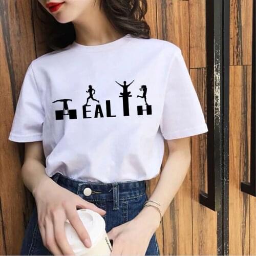Fashion T Shirt Women Tshirt New health Printed Tshirt Graphic Tee Cute Female T-shirt Female Tee Shirt 90s Ladies Tee Tshirt