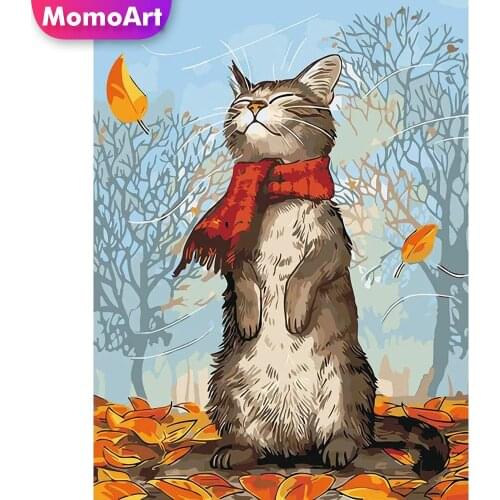 MomoArt 5D DIY Diamond Mosaic Cat Cartoon Cross Stitch Diamond Painting Animal New Arrival Embroidery Rhinestones Home Decor
