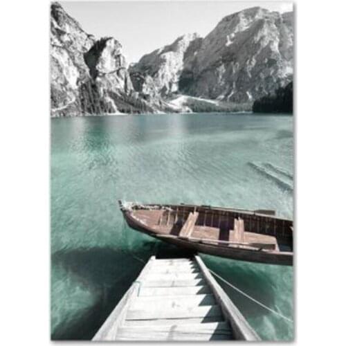 DIY 5D Diamond Painting Boat Lake Mountain Cross stitch Kit Mosaic Art Rhinestones Diamond Embroidery Decor For Gift XN1426