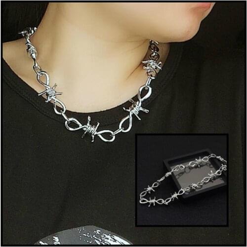 Punk Thorns Men Necklace chain s for Men Women Unisex Hip Hop man Necklaces Personality Jewelry Party Rock Style