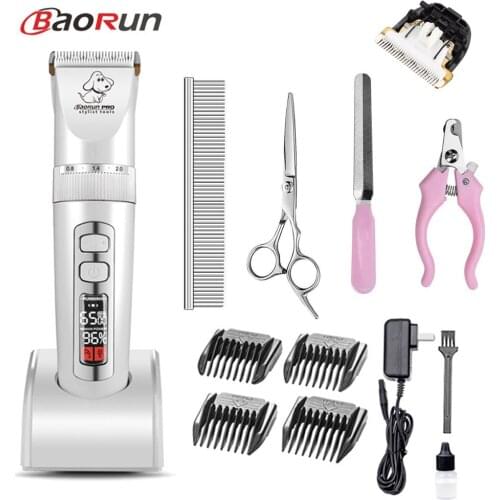 LCD Screen Professional Trimmer Dogs And Pet Cat Clippers Electrical Grooming Trimmer Rechargeable Haircut Machine EU Plug