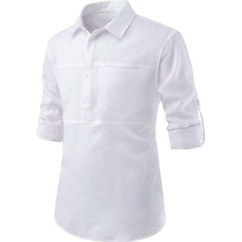 Korean version of spring mens slim long-sleeved hedging splicing long-sleeved shirt men solid color shirt wedding evening dress