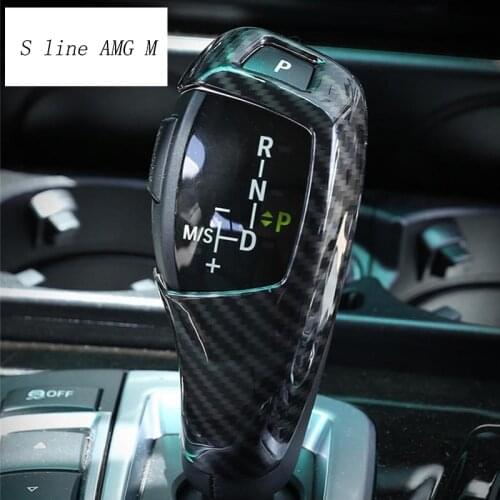 Carbon Fiber Gear Shift Handle Sleeve Button Covers Stickers For BMW F20 F30 f10 f32 F25 X5 F15 F16 Interior Accessories RHD LHD