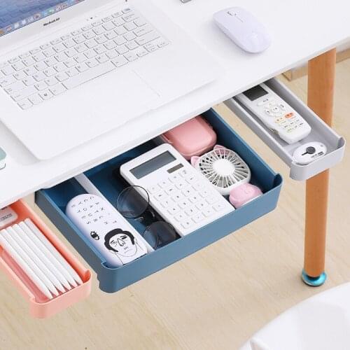 With a separate drawer-type under-desk storage box household non-perforated makeup finishing box ,office stationery storage box