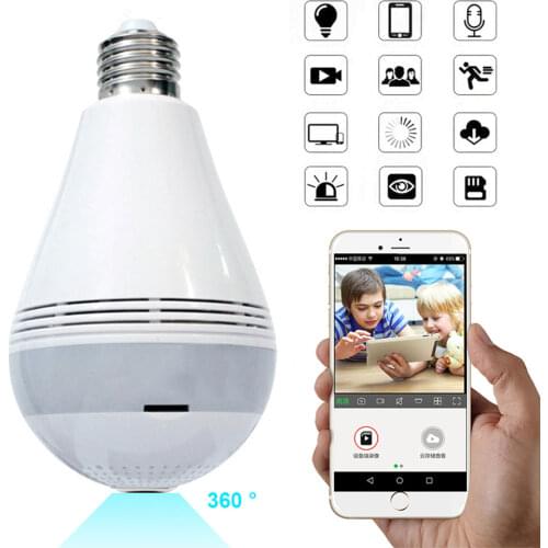 LED Camera HD 360 Degree Panoramic IP Camera Home Indoor Security Led Light Bulb Wifi Camera Baby Monitor