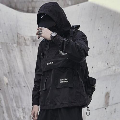 Dark Cargo Jackets Coats Streetwear Tactical Function Pullover Harajuku Multi-pocket Hoody Windbreaker Coats