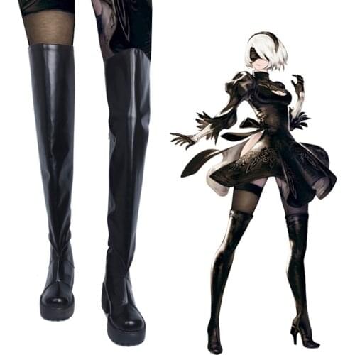 Unisex Anime Cosplay NieR:Automata 2B Cosplay Costumes Boots Custom Made