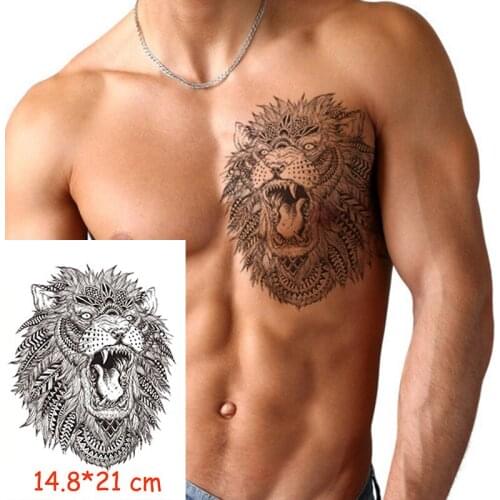 Waterproof Temporary Tattoo Sticker lion king big animal feather flash tatoo Art fake tattoos flash tatto Women/Men 14.8*21 cm