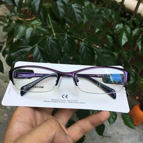 Japan Brand Premium Pure Titanium Glasses Frames for Women Half Rim Myopia Spectacles Super Durable