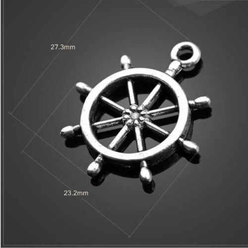 Factory price 20 PCS/Lot 23.2mm*27.3mm antique silver plated small metal diy handmade Sailing small rudder charms for jewelry