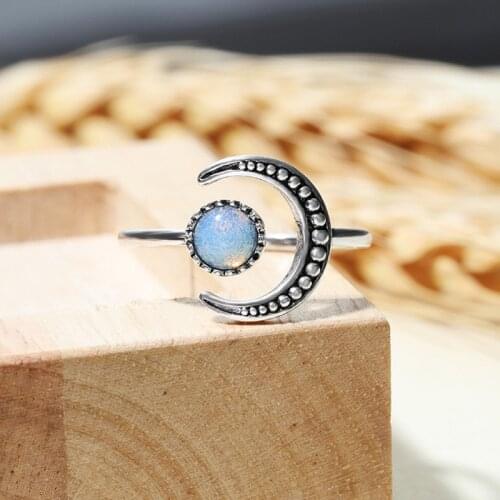 Rings for Women Moon Sun Design Cute Fashion Jewelry Silver Gold Girl Child Gifts Open Adjustable